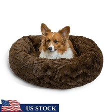 Calming Donut Dog Bed Cozy Pet Cuddler Supportive Bolster Washable Bed Dogs Cats