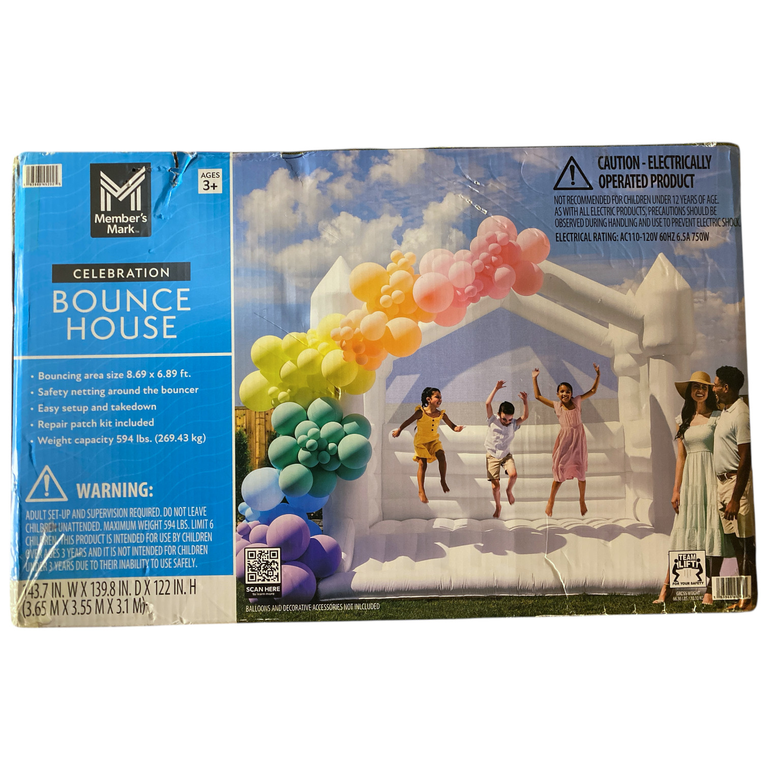 Участники отмечают праздник Quick Inflate Celebration White Bounce House с помощью сумки для переноски 74690₽