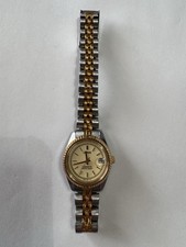 Lorus Gold Silver Tone Quartz Analog Day/Date Wristwatch Bracelet