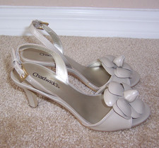 Vintage Slingbacks Nude Beige Taupe Tan High Heels Taupe Dress Shoes Flowers 7