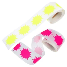 2 Rolls Fluorescent Blank Star Shape Signs Inch Garage Sale Stickers