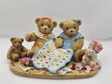 Cherished Teddies Bear Figurine Mia And Paulette Something Sew Special Quilting