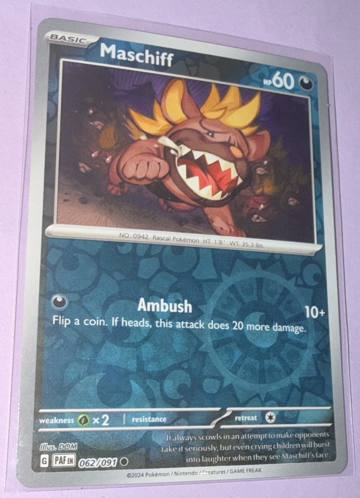 Maschiff #062/091, Reverse Holo Pokemon card
