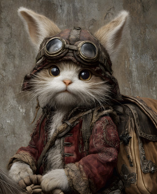 8x10 Cat Dressed as Pilot Art Print - 893449787
