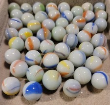 Lot Of 50 Really Nice Colorful Milk Swirl Marbles.