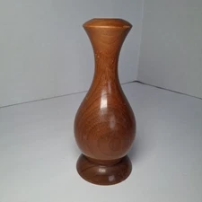 Vintage Oregon Myrtle Wood Thistle Bud Vase 6" Round MCM Artist Kenneth Molitor