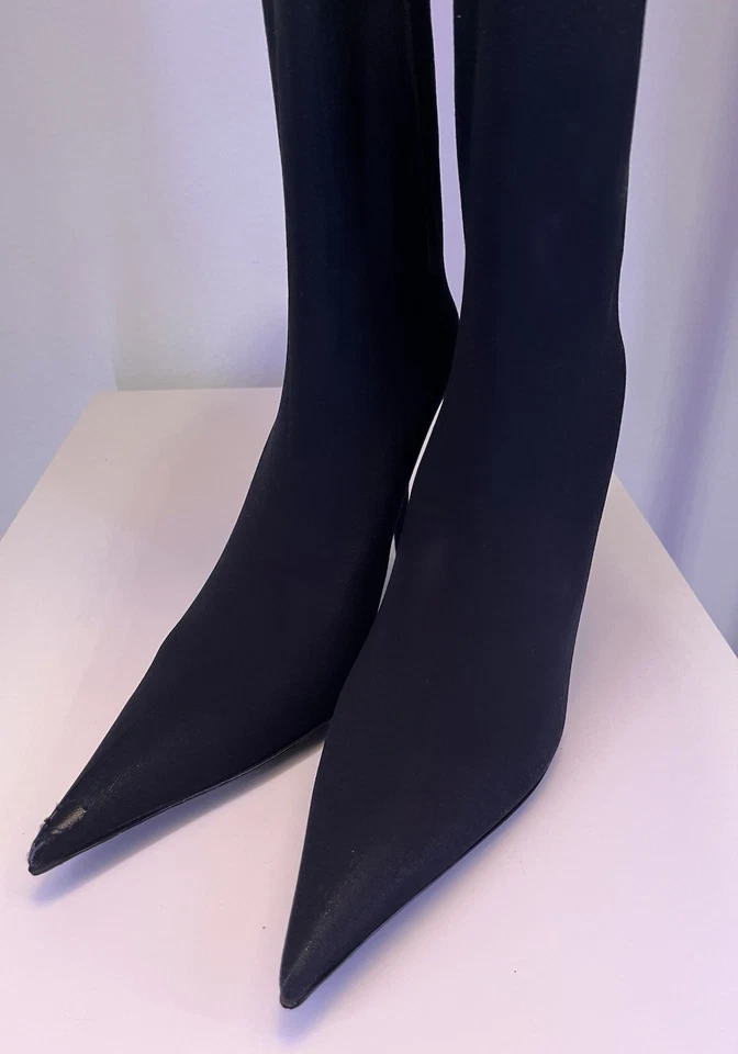 BALENCIAGA BB Thigh High Knife Sock Boots Heels Pumps Black IT 38 US 8 - Image 4 of 4