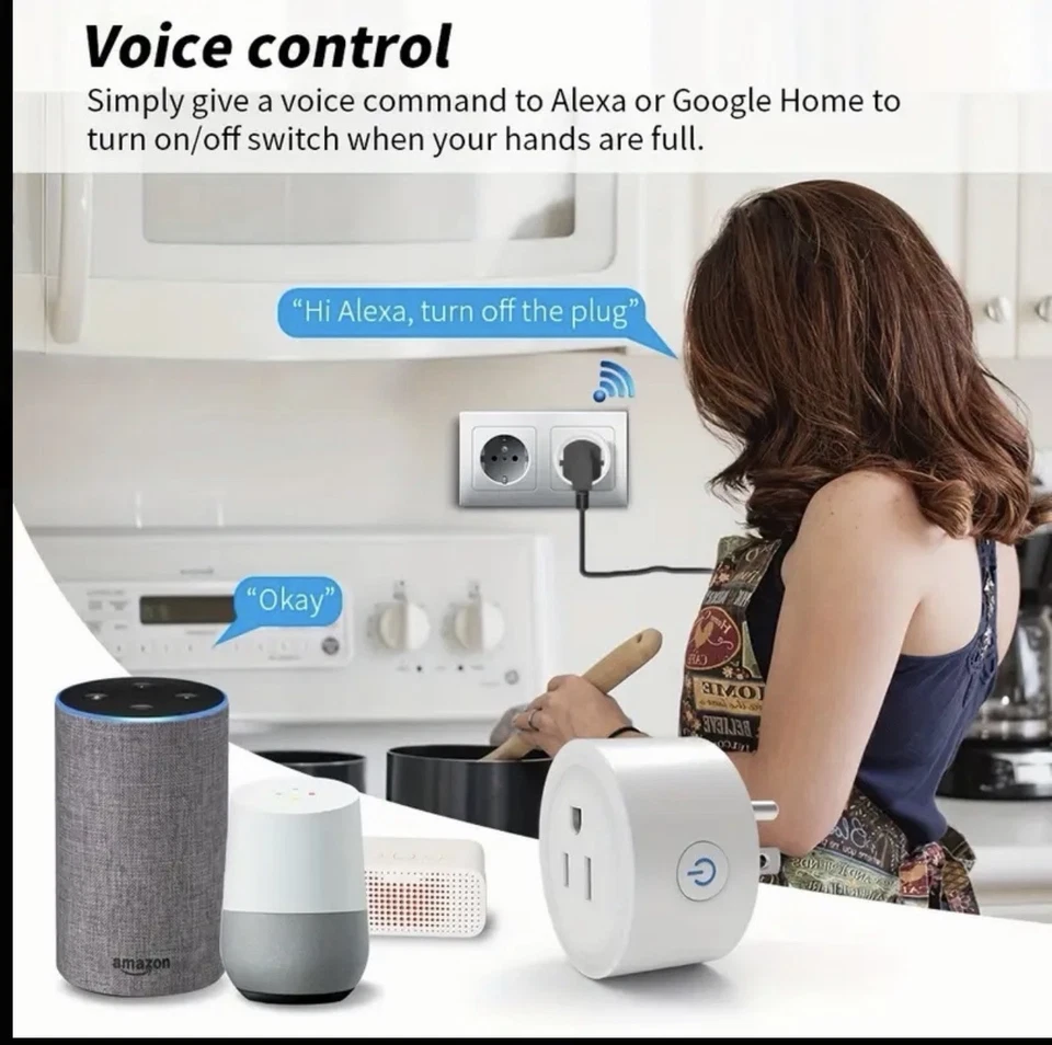 2 шт умная вилка WiFi — работает с Alexa и голосовым управлением - Изображение 4 из 4