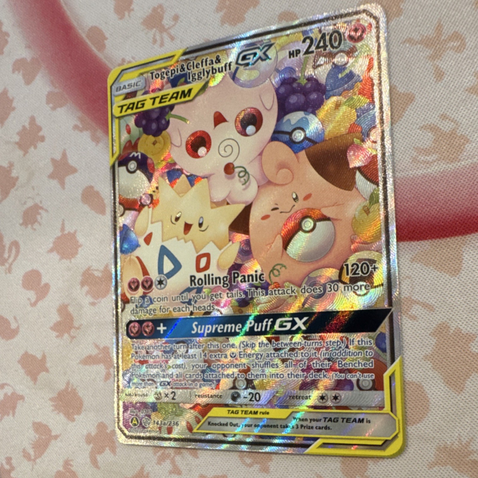 pokemon togepi & cleffa & igglybuff gx tag team promo holo 143a/236 240hp
