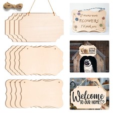 12Pcs Unfinished Wood Crafts, Rectangle-Shaped Plaques 3 Styles,