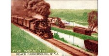 Parkersburg WV Postcard 1900s Five Ways Transport Steam Interurban Wood Co IPM