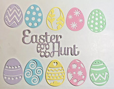 Easter Egg Hunt Title with 10 Intricate Eggs Die Cut Scrapbook Your Choice