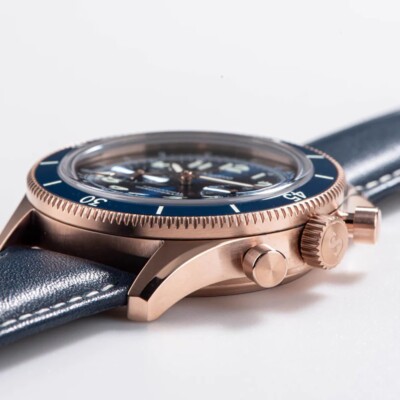 Sugess Chronograph Mechanische Automatik Stahl Rose Gold Blau