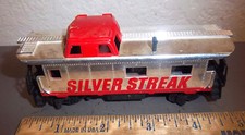 Plastic Train Car, Silver Streak caboose car, silver  shiny , good condition