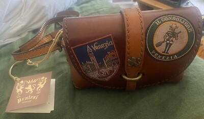 PRATESI Firenze SMALL Leather Crossbody Bag w/Patches/LED Light Dustbag NWOT