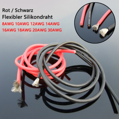 8AWG-30AWG Red/Black Flexible Silicone Wire 600V Tinned Copper Wire For RC Model