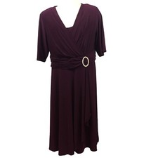 R M Richards Woman Purple Evening Dress Formal Party Ruched Rhinestone Size 20W