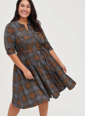 Womens Torrid Shirt Dress - Outlander Tartan Size 00 10 Medium NWT