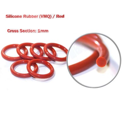 Red 1mm Cross Section O-Ring Sealing Washers Gasket, Food Grade Silicone Rubber