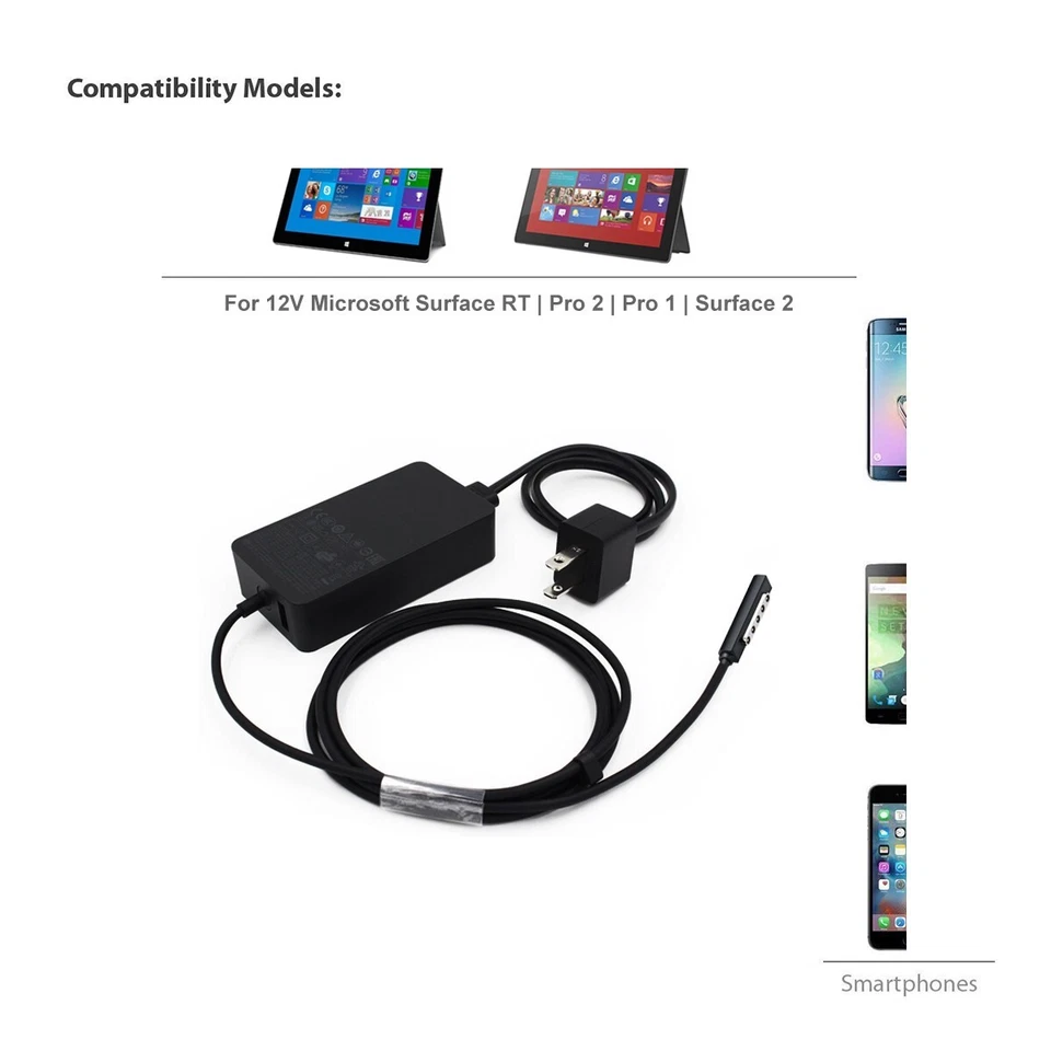 NEW 48W Surface Pro 2 1 Surface RT OEM Power Adapter Charger US Power Cord - Image 4 of 4