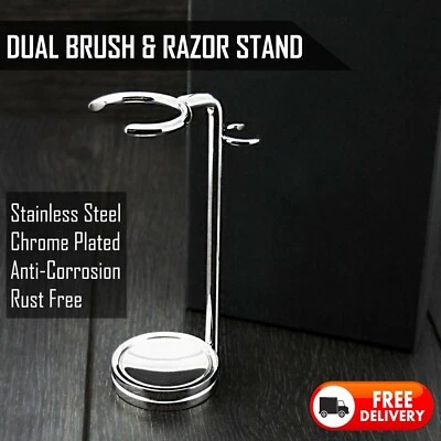 HARYALI LONDON STAINLESS STEEL MADE RAZOR AND BRUSH SHAVING STAND / HOLDER FOR MEN'S