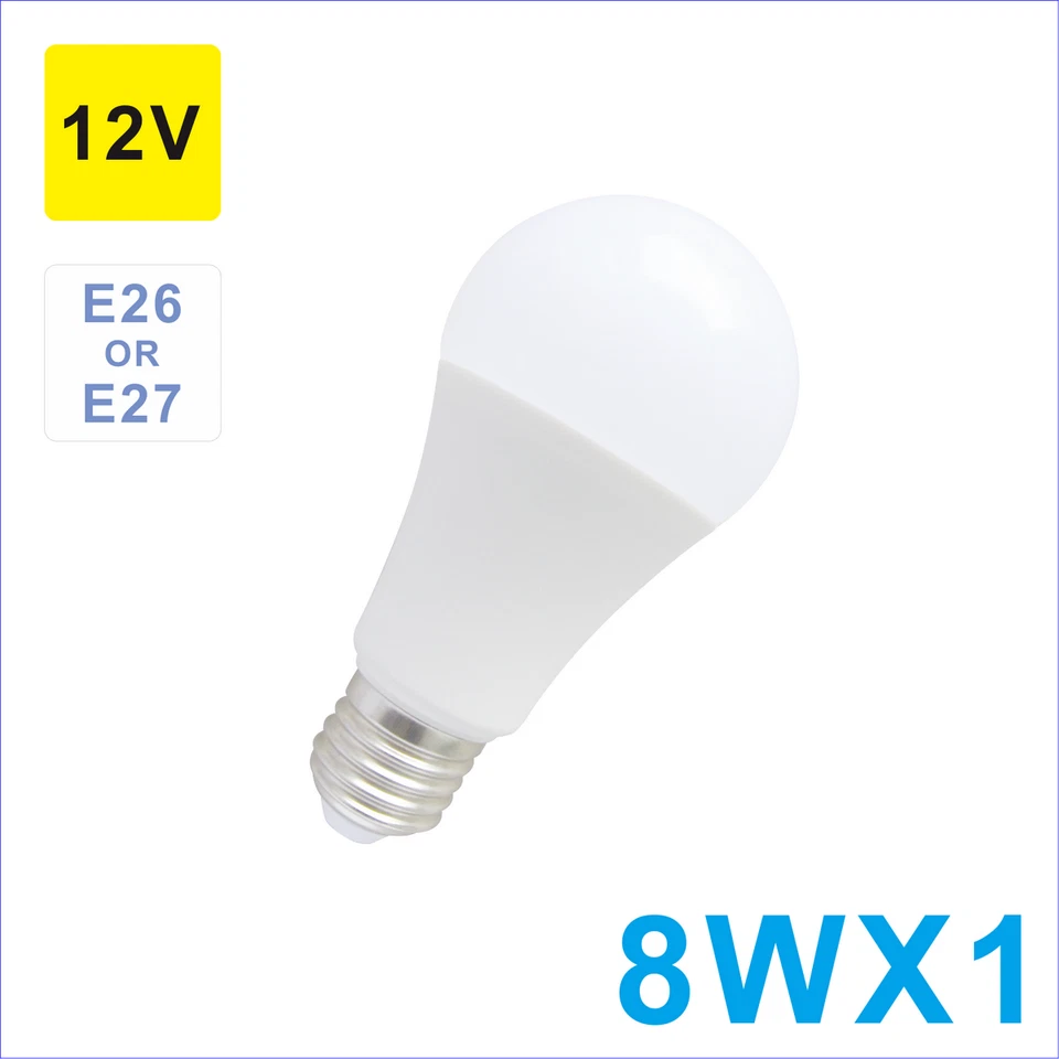 6 pcs Led Light Bulb 8W A19 A60 E26 Cool White 12V Low Voltage Lamp Bulb 800lm - Image 3 of 4