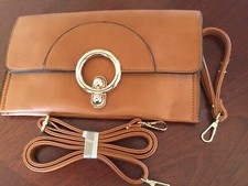 Brown handbag(11.5”x6”)with shoulder & wrist straps