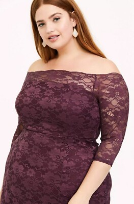 TORRID Maxi Dress, Size 1X, 16, Purple Lace, Off Shoulder, WAS $150 *NEW!*  | eBay