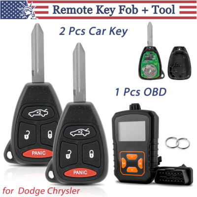 2x New Replacement Remote Key Fob 4 Button With Tool Kit For Chrysler Jeep Dodge