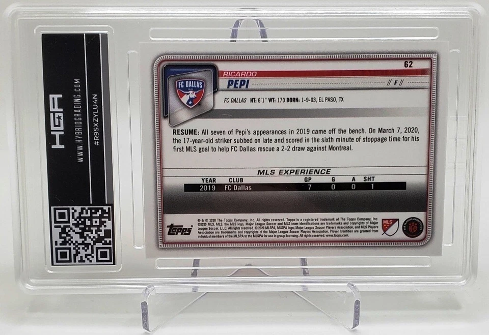 Ricardo Pepi #62 FC Dallas - 2020 Topps Bowman MLS Blue Parallel /150 - 9.5 HGA - Image 2 of 3