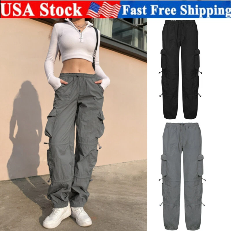 Women Combat Cargo Pants Baggy Sweatpants Casual Trousers Joggers  Multi-Pocket