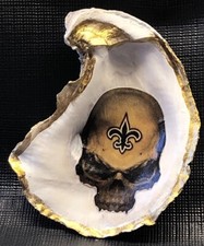 Seashell Dish jewelry Holder Home Bath Decor Nautical SKULL on Real Reef Shell