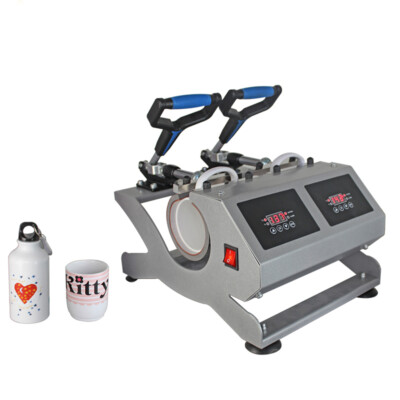 Intbuying 110V Double Station Mug Heat Press Machine 12OZ Latte 500W