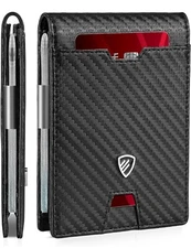 RUNBOX Mens Slim Wallet with Money Clip RFID Blocking Bifold Credit Card Holder