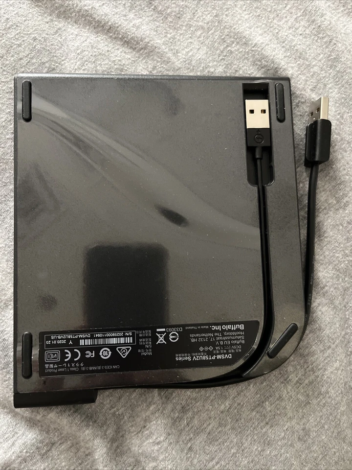 Buffalo Grabadora de DVD 8x Bus USB Portátil Alimentado para Windows y Mac DVSM-PT58U2VB Foto 3 de 4