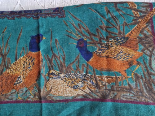 Richel paris vintage women wool stole scarf shawl with bird print large size - Picture 8 of 24