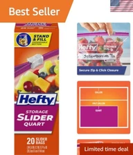 Variety Pack of 180 Slider Storage Bags - Quart Size with Convenient Zip Closure