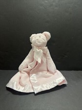 Bearington Baby Collection Pink Plush Bear Security Blanket Lovey Satin Bow