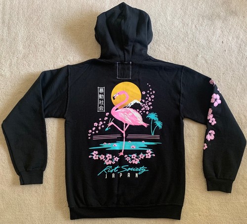 Black Printed Hoodie Sweatshirt Sz 