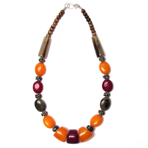 TIGERSTARS STUNNING HANDCRAFTED AMBER HONEY BURGUNDY JUMBO STATEMENT NECKLACE - Picture 1 of 2