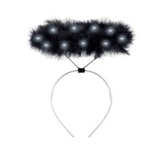 Image of Black Light Up LED Fluffy Halo Angel Head Band Angel Fairy Xmas Fancy Dress