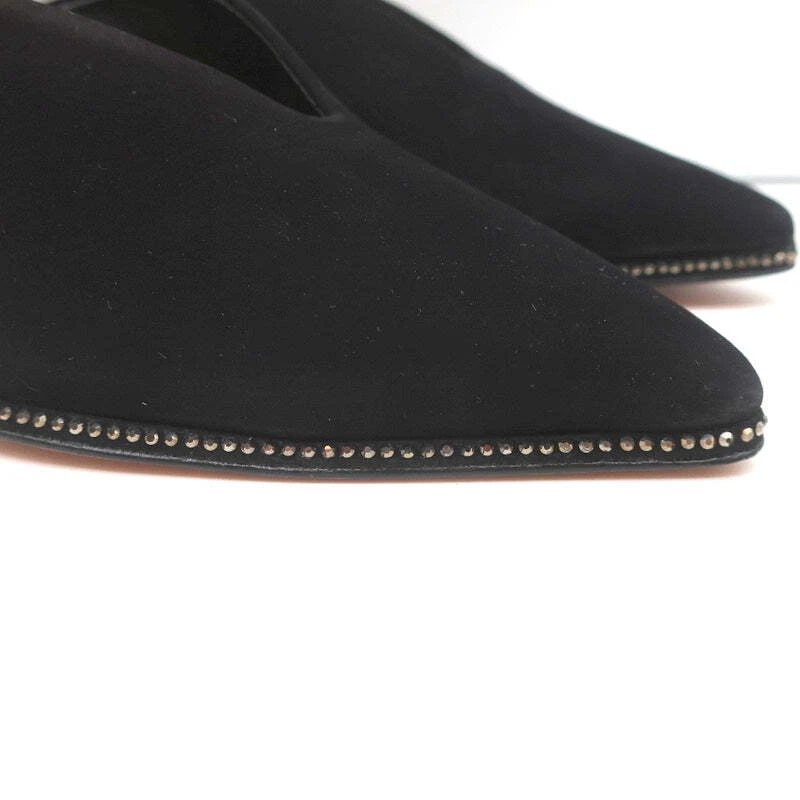 Schutz Crystal-Trim Mules Heliconia Negro Gamuza Talla 6 Punta Tacones Foto 2 de 4