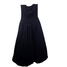 VTG Victor Costa Black Velvet Strapless Party Dress 12 USA 80s Evening Formal