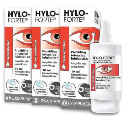 3 x Packs Hylo-Forte 10 ml Lubricating Eye Drops. Free Postage. UK STOCK
