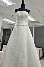 5403 Strapless Satin Gown A line skirt with a mock 2 pieces.