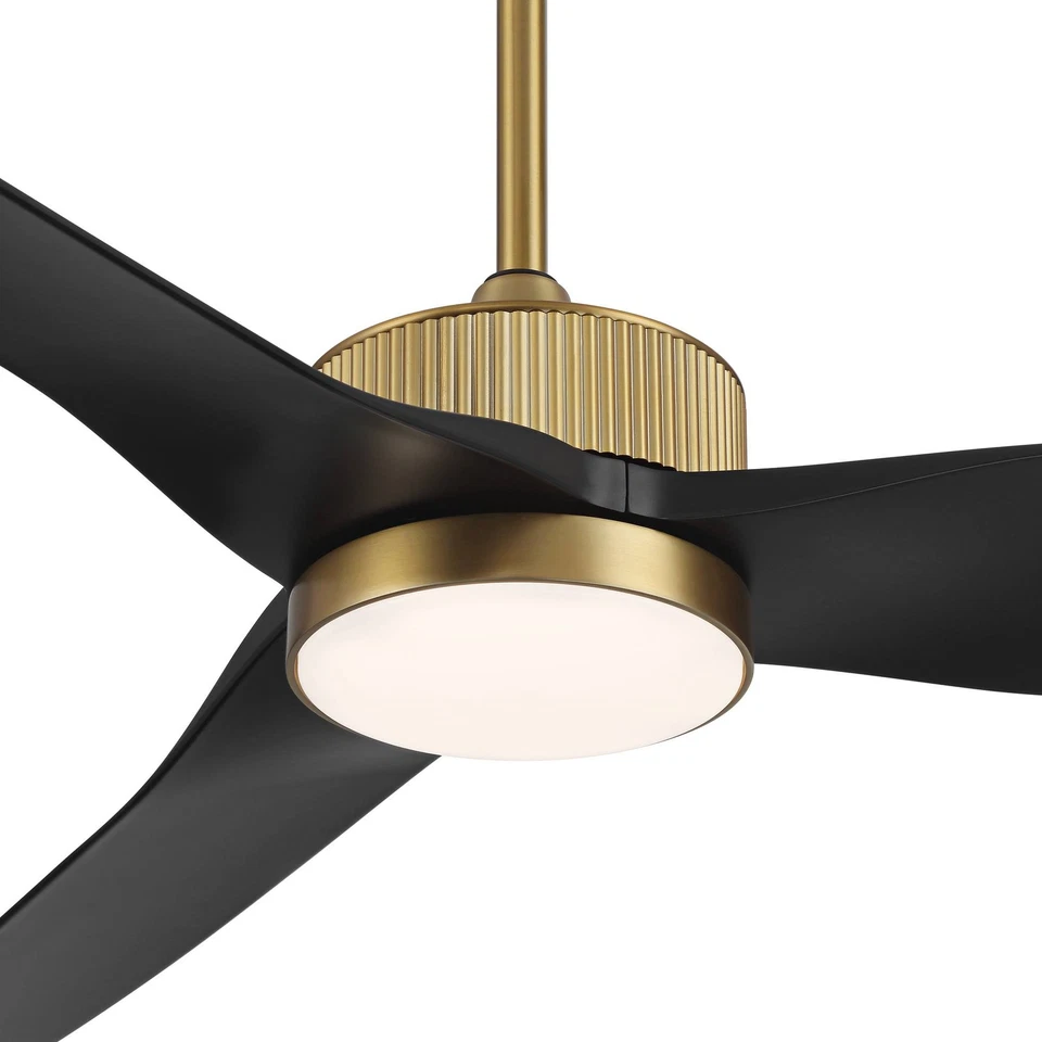 60" Casa Vieja Montage Soft Brass LED Damp Rated Fan with Remote - Image 3 of 4