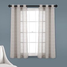 Farmhouse Textured Eyelet Sheer Window Curtain Panel 160cm L x 96.5cm W...