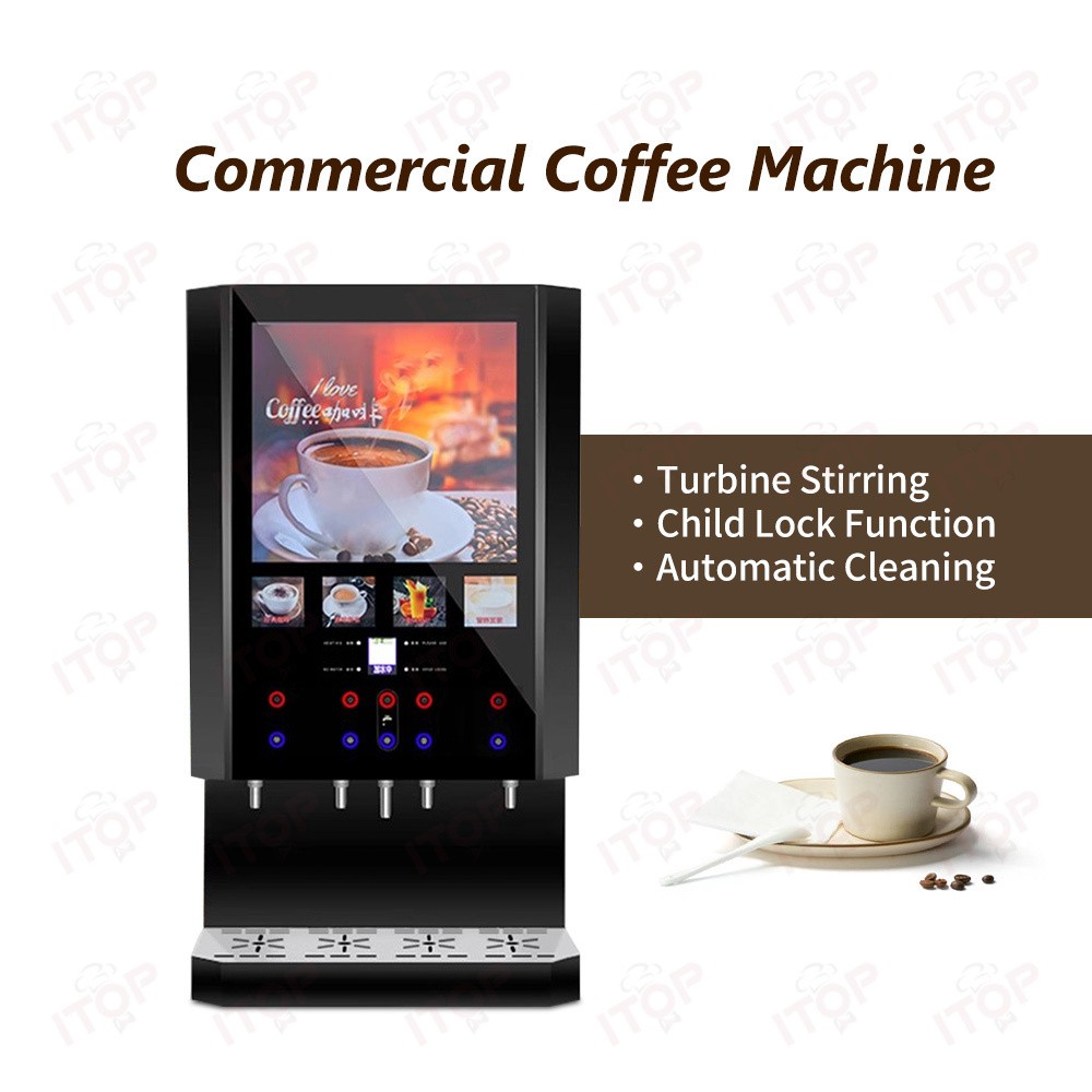 Commercial Coffee Machine 4 Material Box Hot Cold Instant Coffee Maker 110V/220V