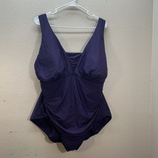 Lands  End V Neck One-Piece Purple Swimsuit size 22W Full Coverage Bathing Suit