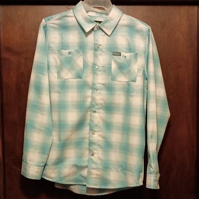 Dixxon Flannel Co. Blue/White Plaid Flannel Long Sleeve Button-Up Youth Shirt L